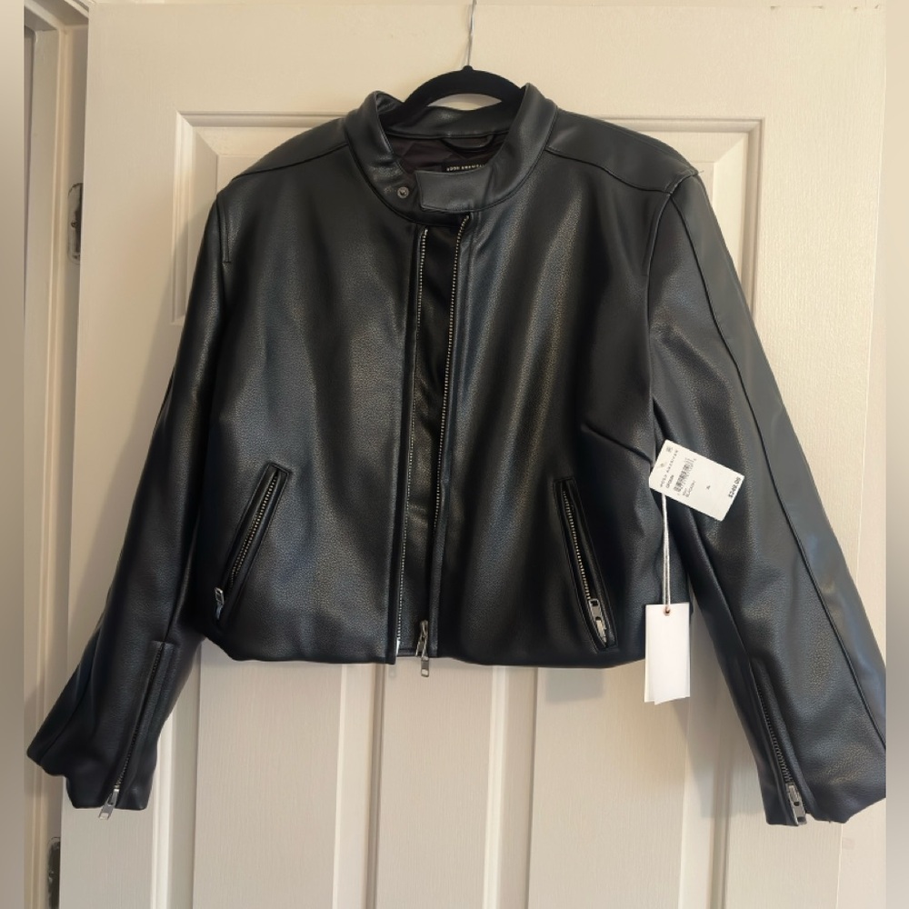 Good American Black Leather Jacket